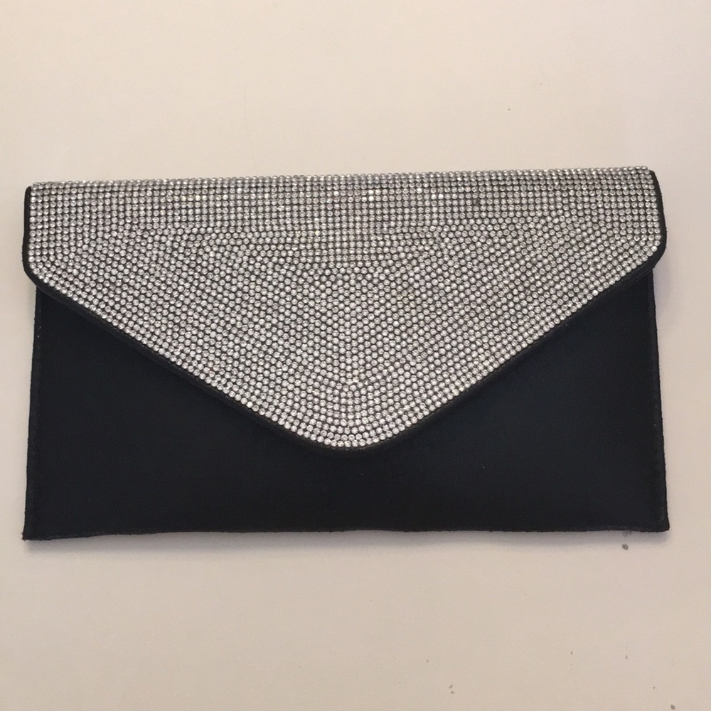 Sasha Jeweled Purse Clutch Black/Silver NWT